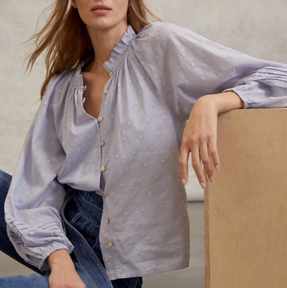 Anthropologie Cleobella Antonia Buttondown Blouse Blue Sz S Orig. $119 - Picture 2 of 10